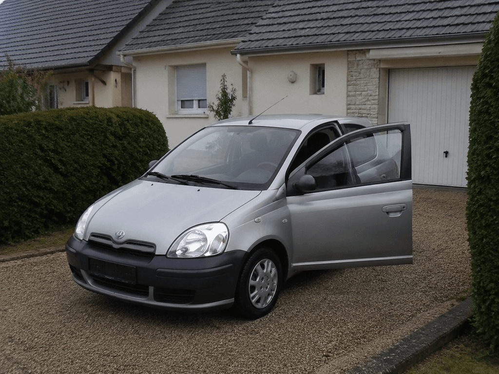 petite citadine garée dans une allée d'un garage